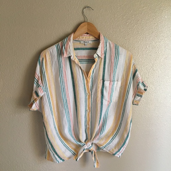 Madewell Tops - Madewell Linen Tie Front Blouse